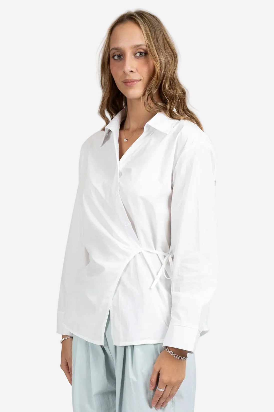 FEDERATION WRAP IT UP SHIRT - WHITE - THE VOGUE STORE