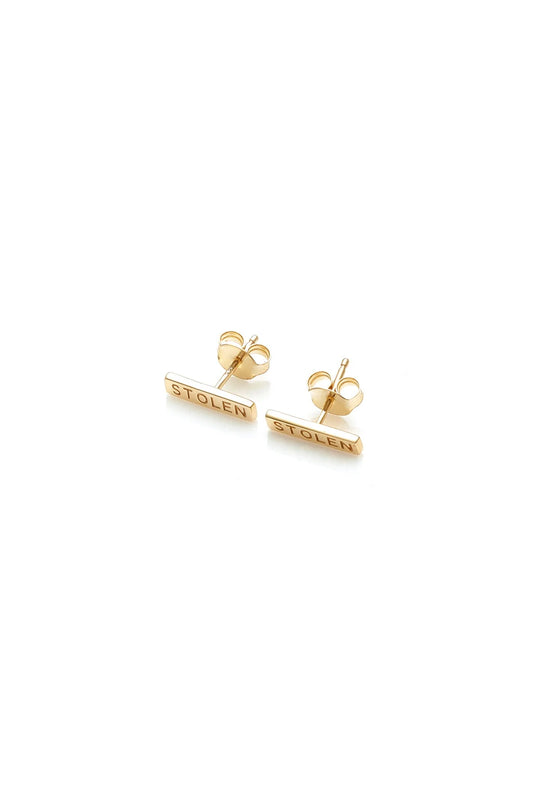 STOLEN GIRLFRIENDS CLUB TINY STOLEN BAR EARRINGS - GOLD PLATED - THE VOGUE STORE