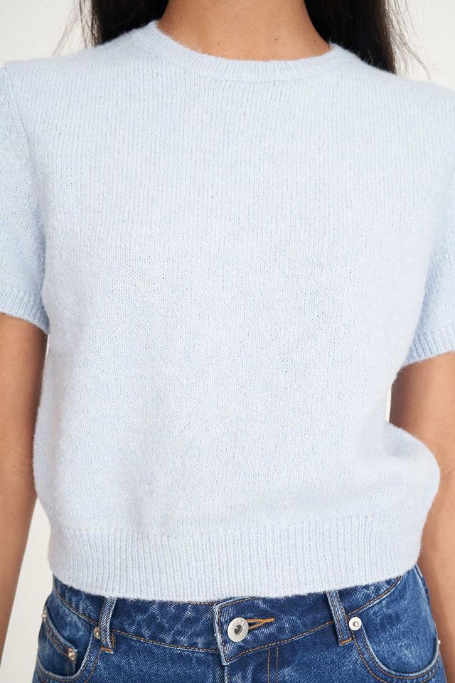 HUFFER CROP KNIT TEE - ICE BLUE - THE VOGUE STORE