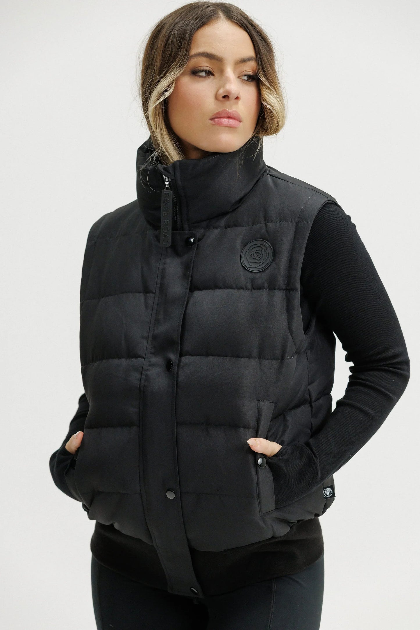 ROSE ROAD DAWN PUFFER VEST - BLACK - THE VOGUE STORE