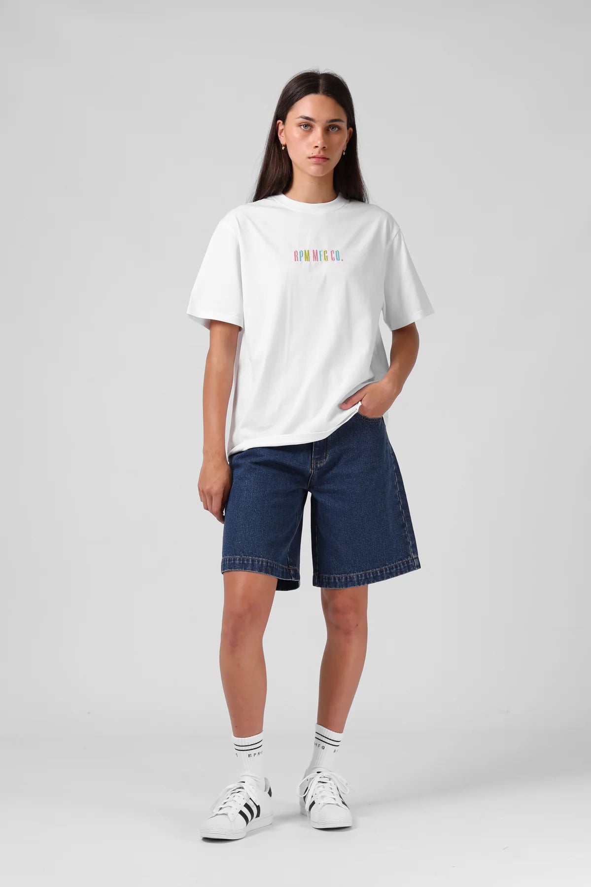 RPM EMB TEE - WHITE - THE VOGUE STORE