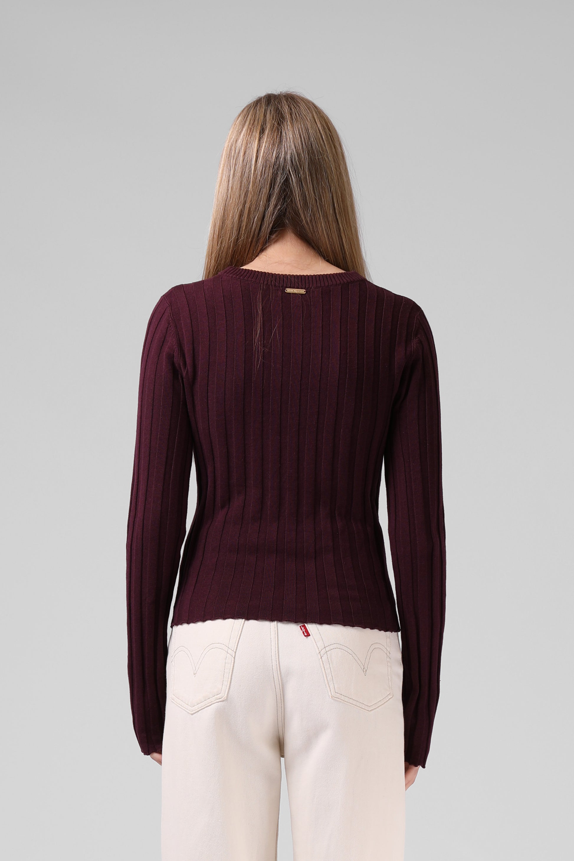 RPM WIDE KNIT LS TOP - PLUM - THE VOGUE STORE
