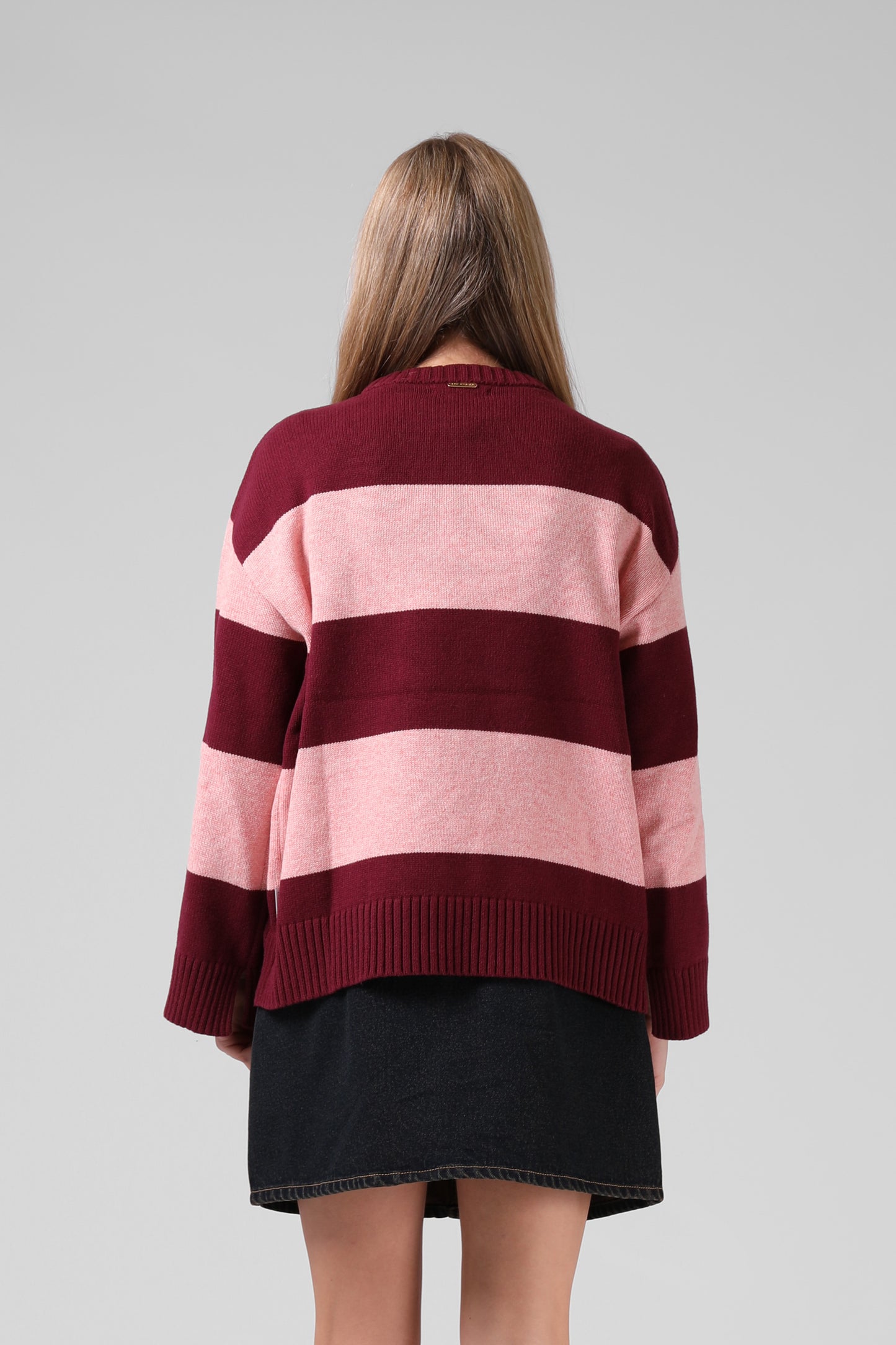RPM GEORGIA STRIPE KNIT - PLUM/PINK - THE VOGUE STORE