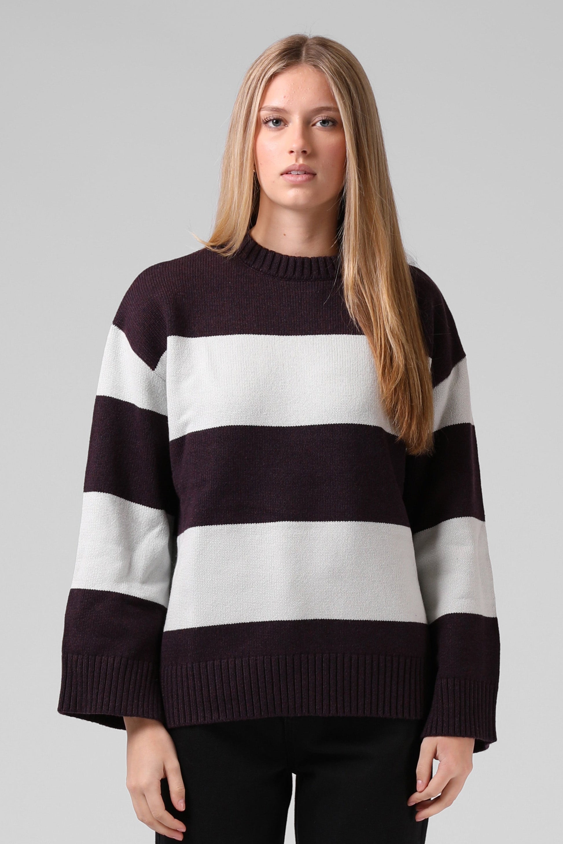 RPM GEORGIA STRIPE KNIT - PURPLE/ICE - THE VOGUE STORE
