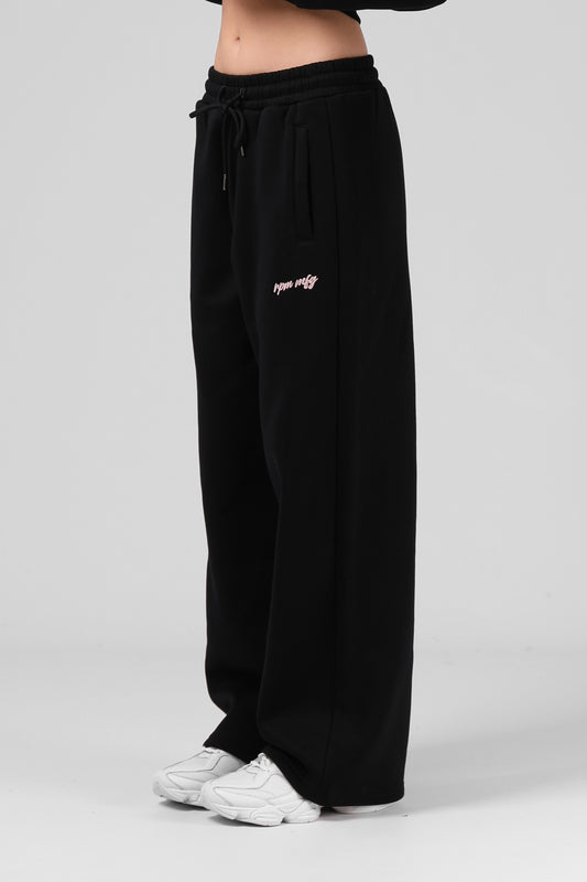 RPM WIDE LEG TRACK PANT - BLACK - THE VOGUE STORE