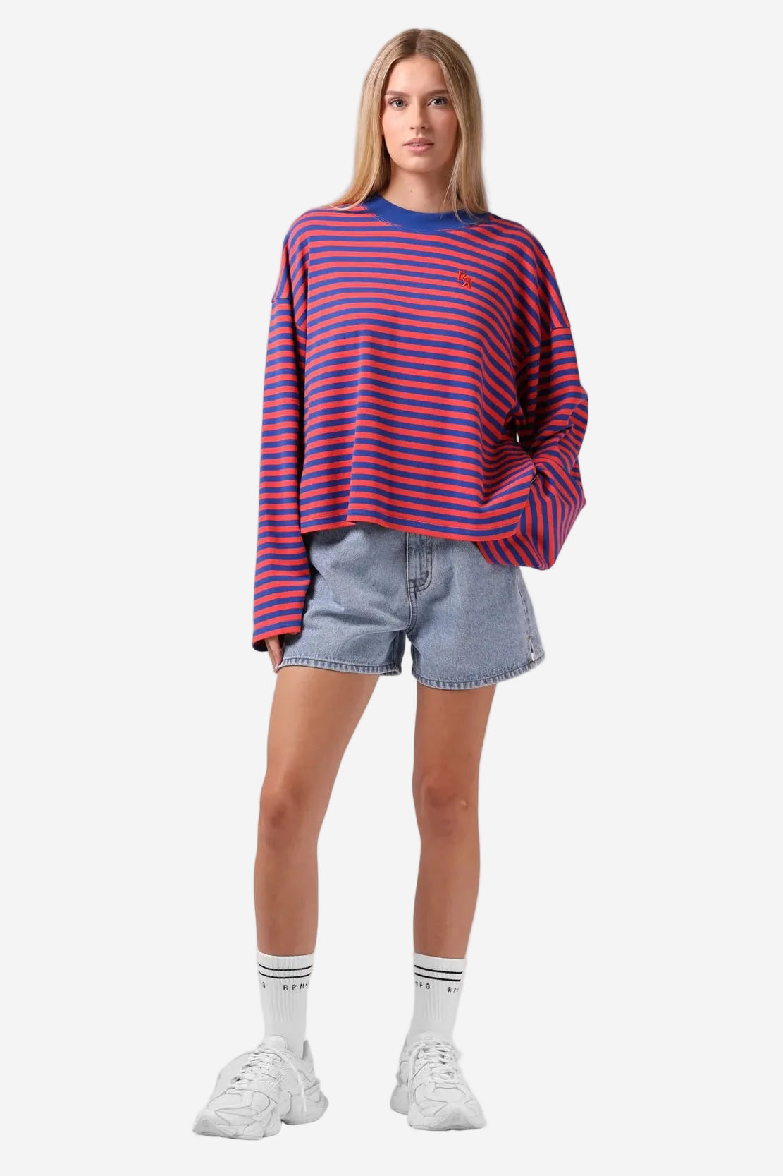 RPM OLIVE LS TEE - ORANGE STRIPE - THE VOGUE STORE