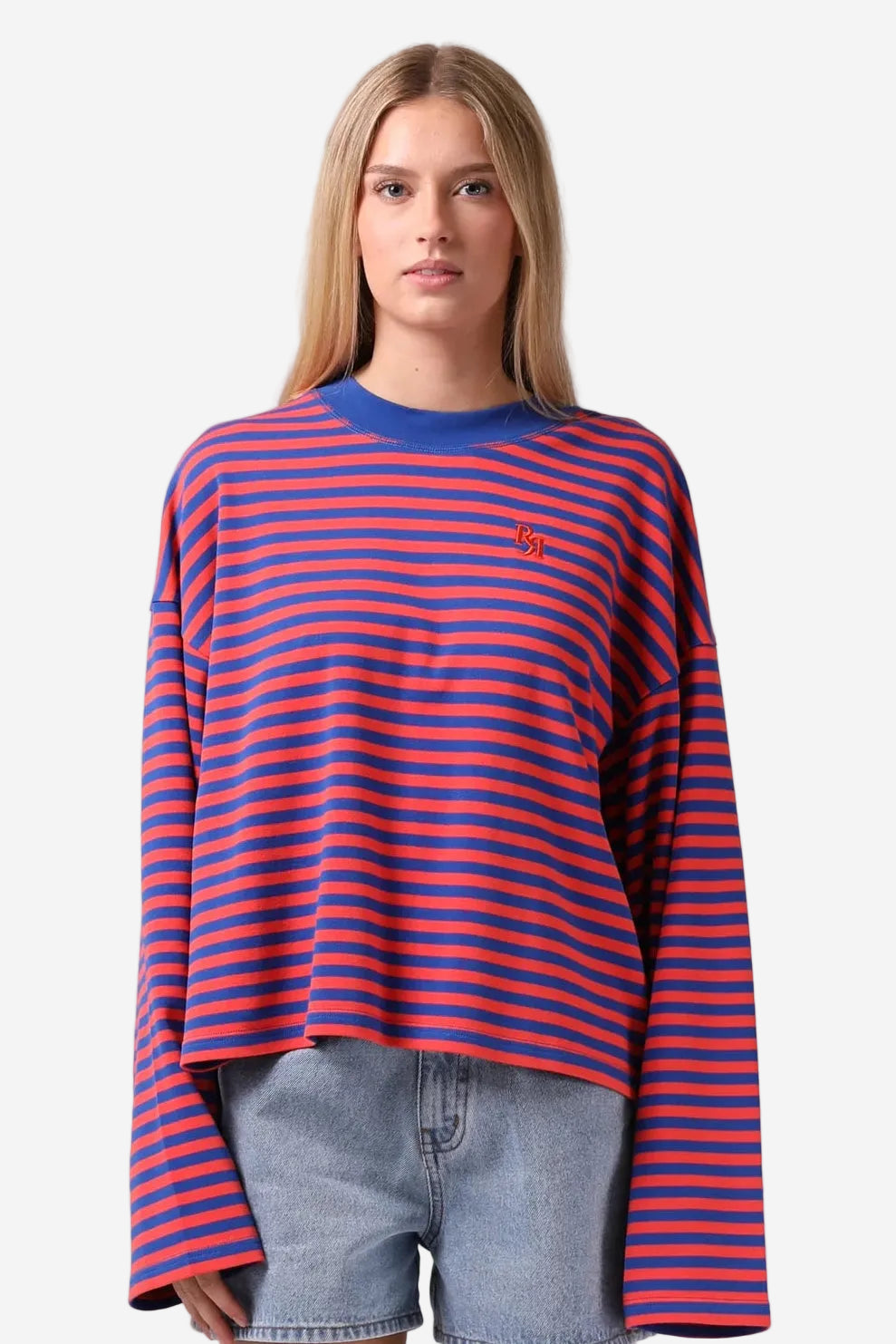 RPM OLIVE LS TEE - ORANGE STRIPE - THE VOGUE STORE
