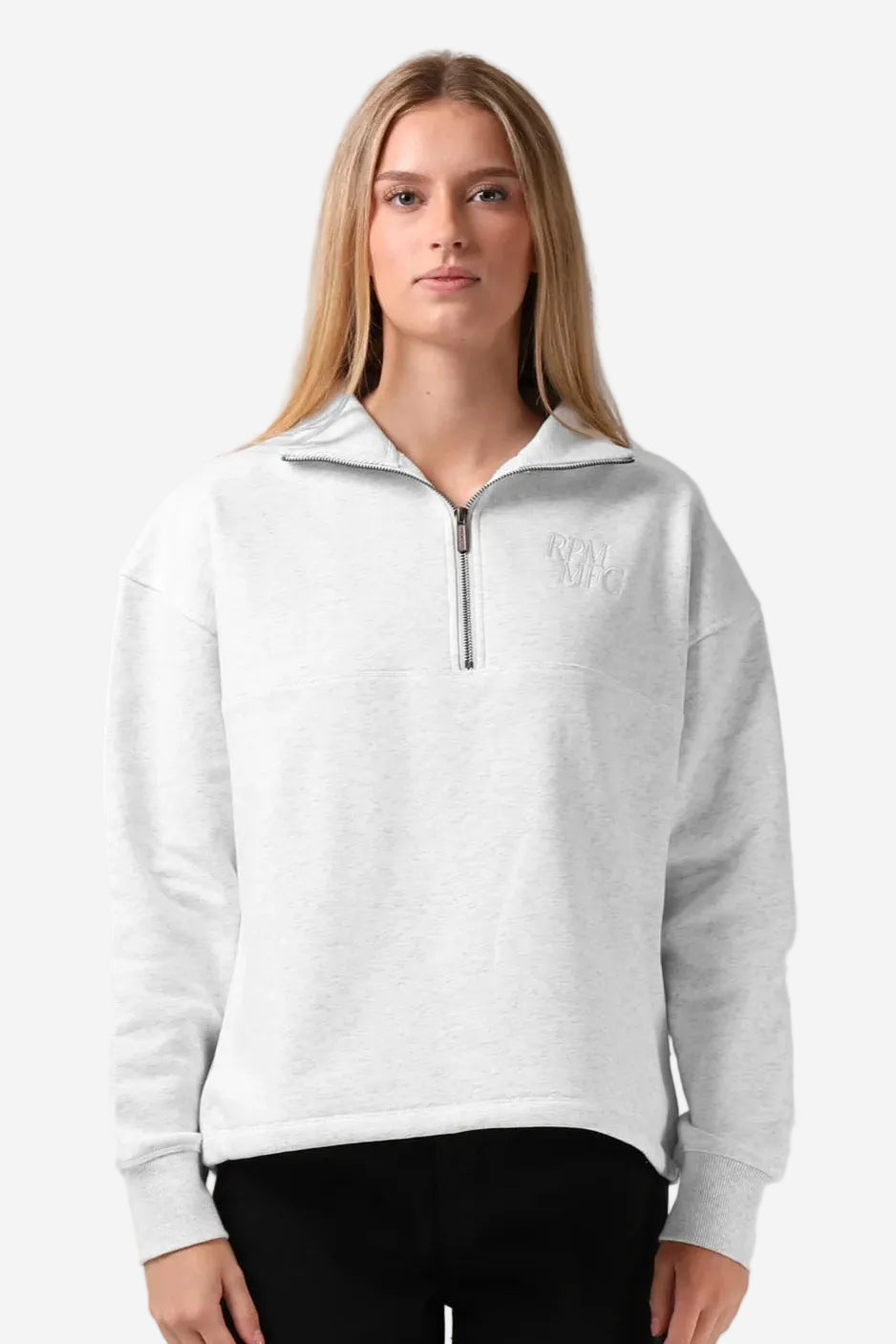 RPM 1/4 ZIP SWEATER - WHITE MARL - THE VOGUE STORE