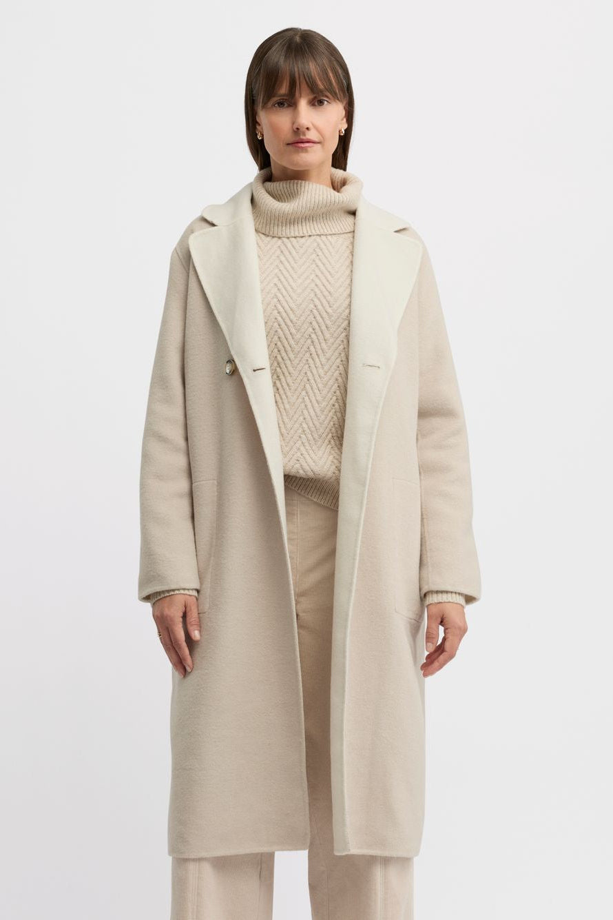 YARRA TRAIL TWAIN COAT - ALMOND/ECRU - THE VOGUE STORE
