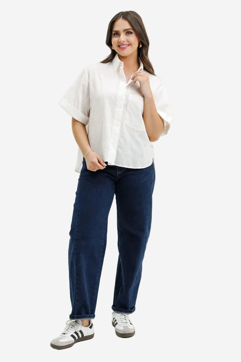 HOMELEE RUBY SHIRT - WHITE FLORA - THE VOGUE STORE