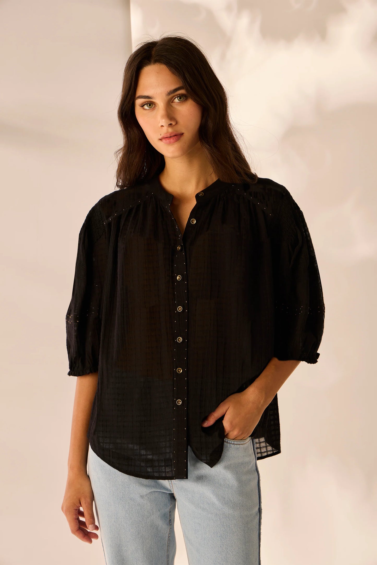 LANIA VILLA SHIRT - BLACK - THE VOGUE STORE