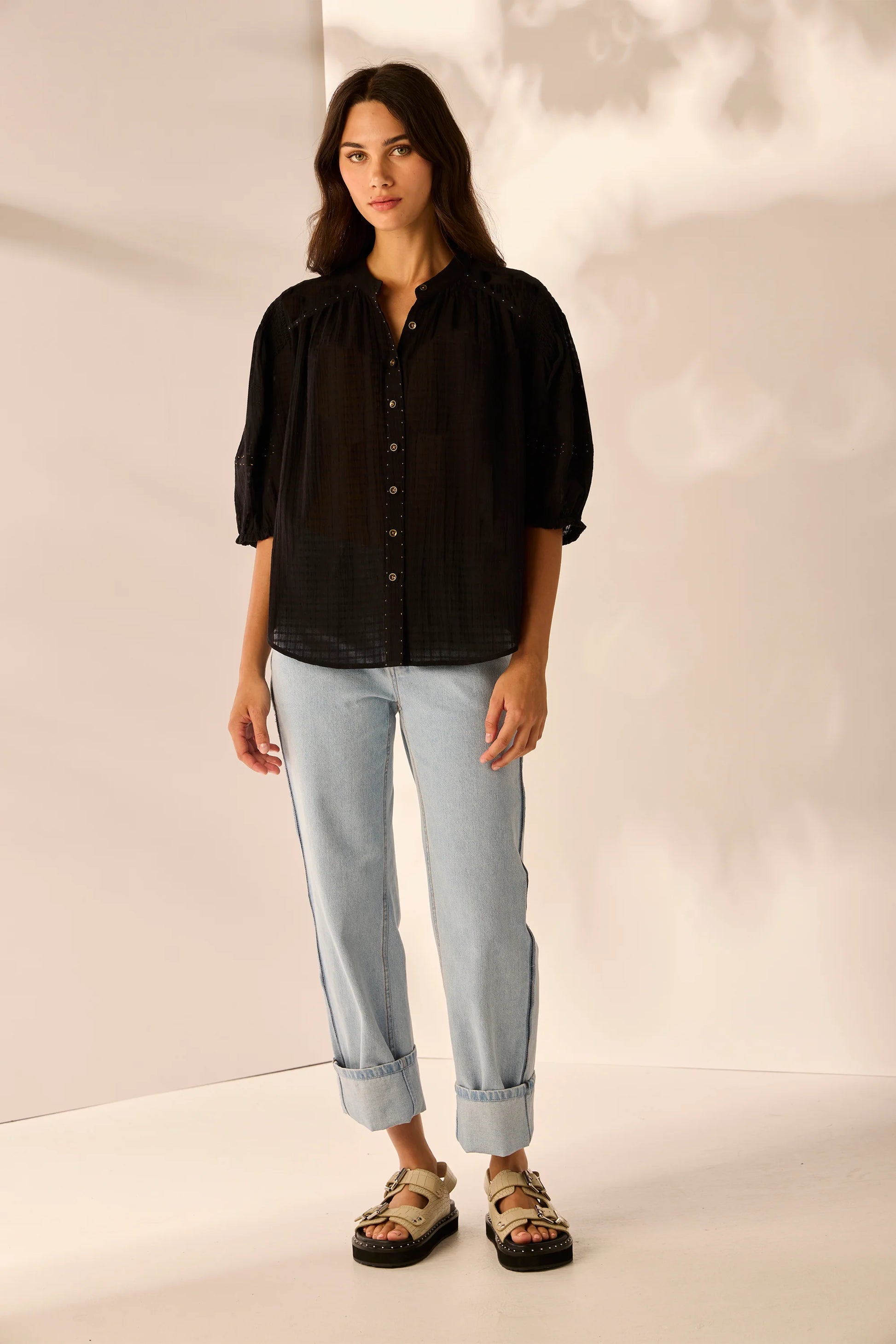 LANIA VILLA SHIRT - BLACK - THE VOGUE STORE