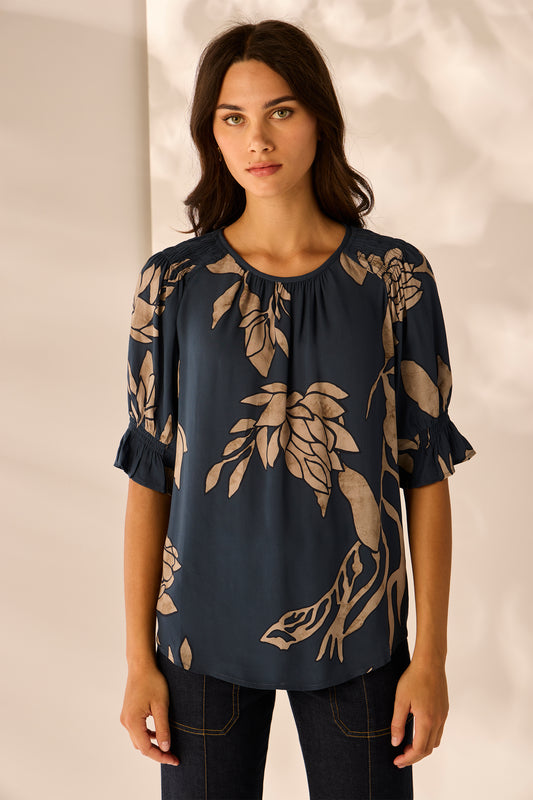LANIA CHINO TOP - STEEL - THE VOGUE STORE