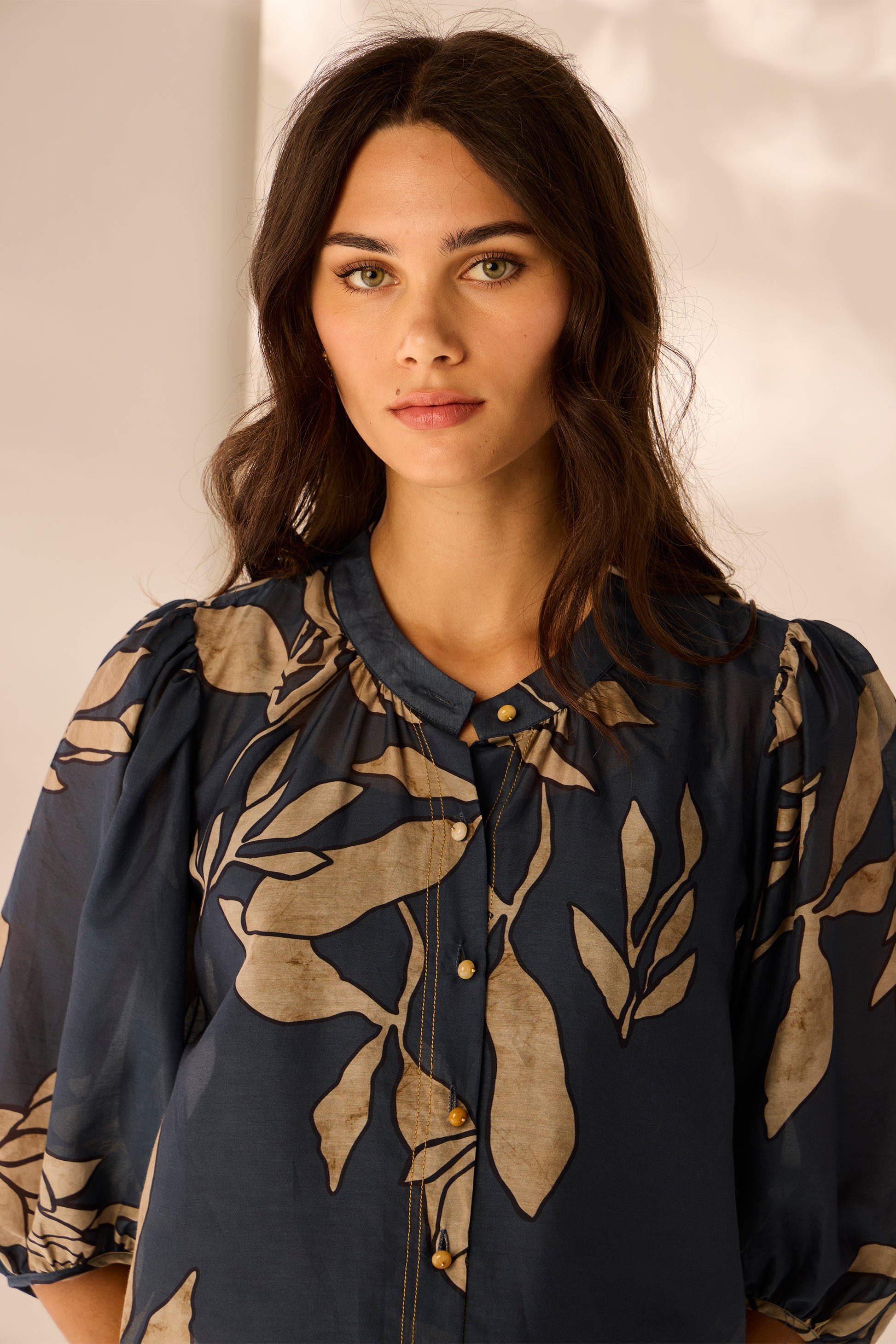 LANIA CHINO SHIRT - STEEL - THE VOGUE STORE