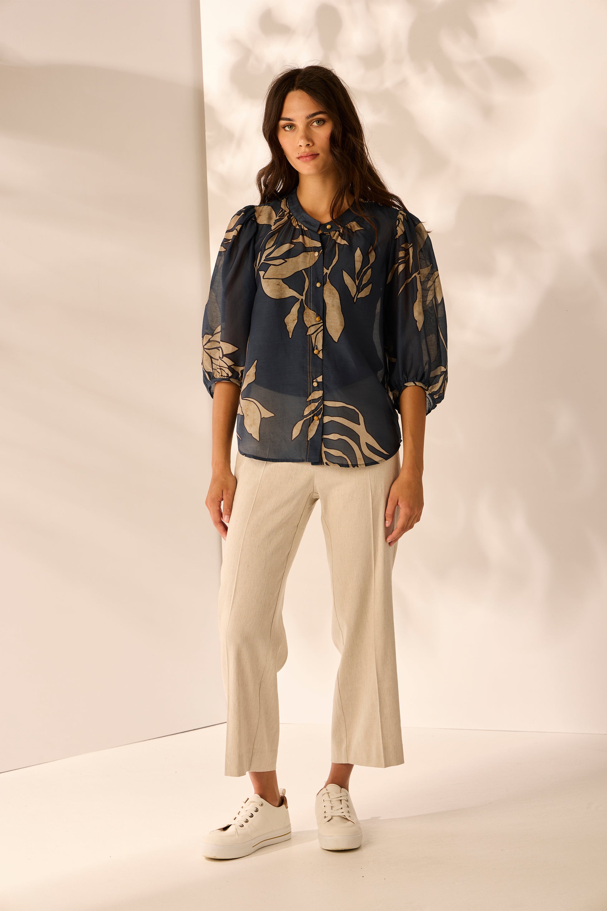 LANIA CHINO SHIRT - STEEL - THE VOGUE STORE