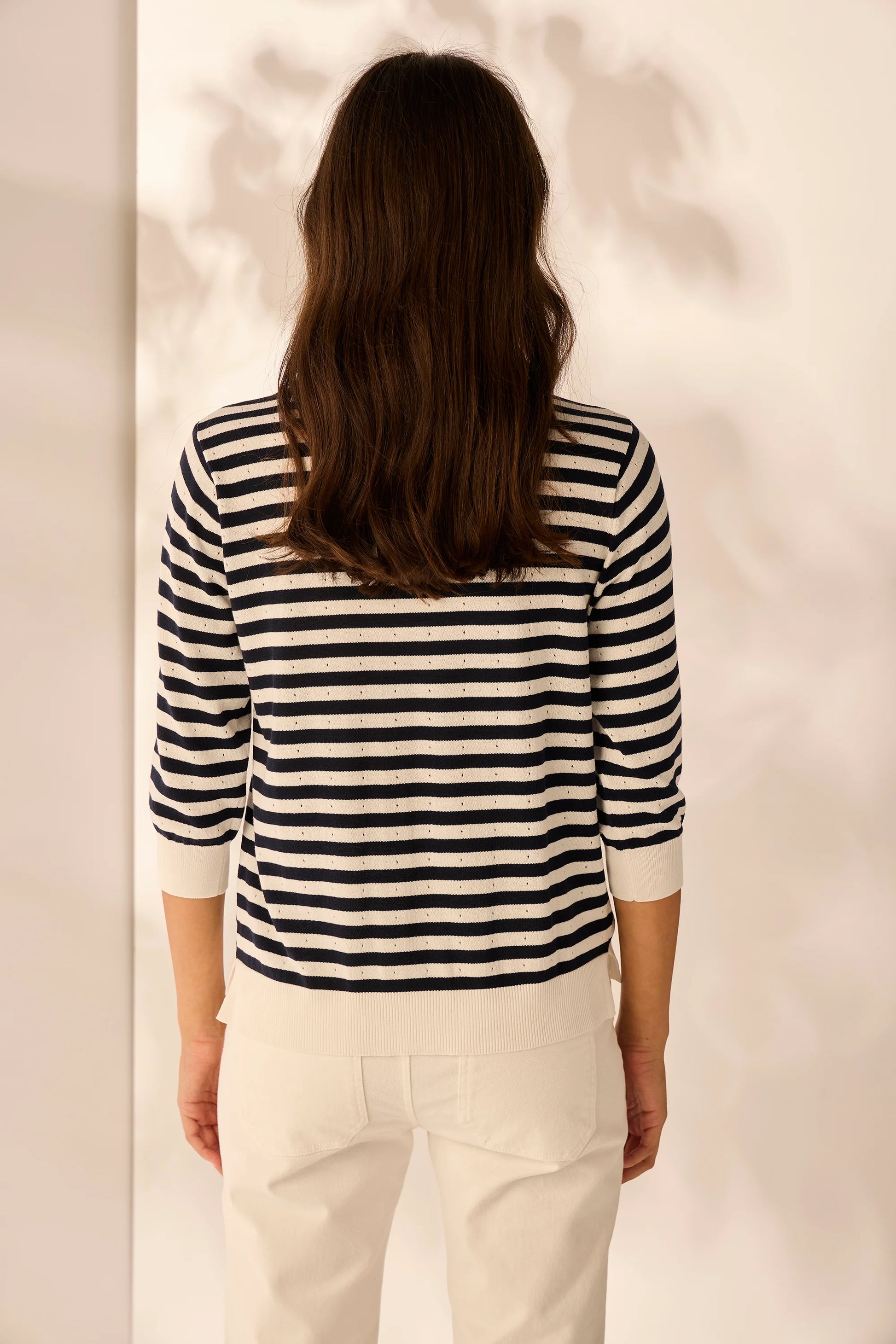 LANIA SAYER CARDI - INK/OFF WHITE STRIPE - THE VOGUE STORE
