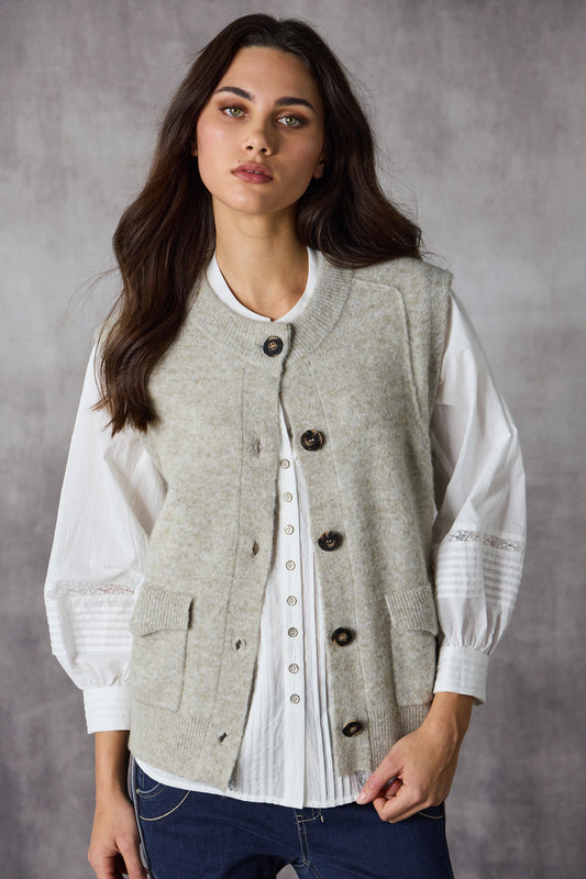 LANIA LOFT VEST - OAT - THE VOGUE STORE