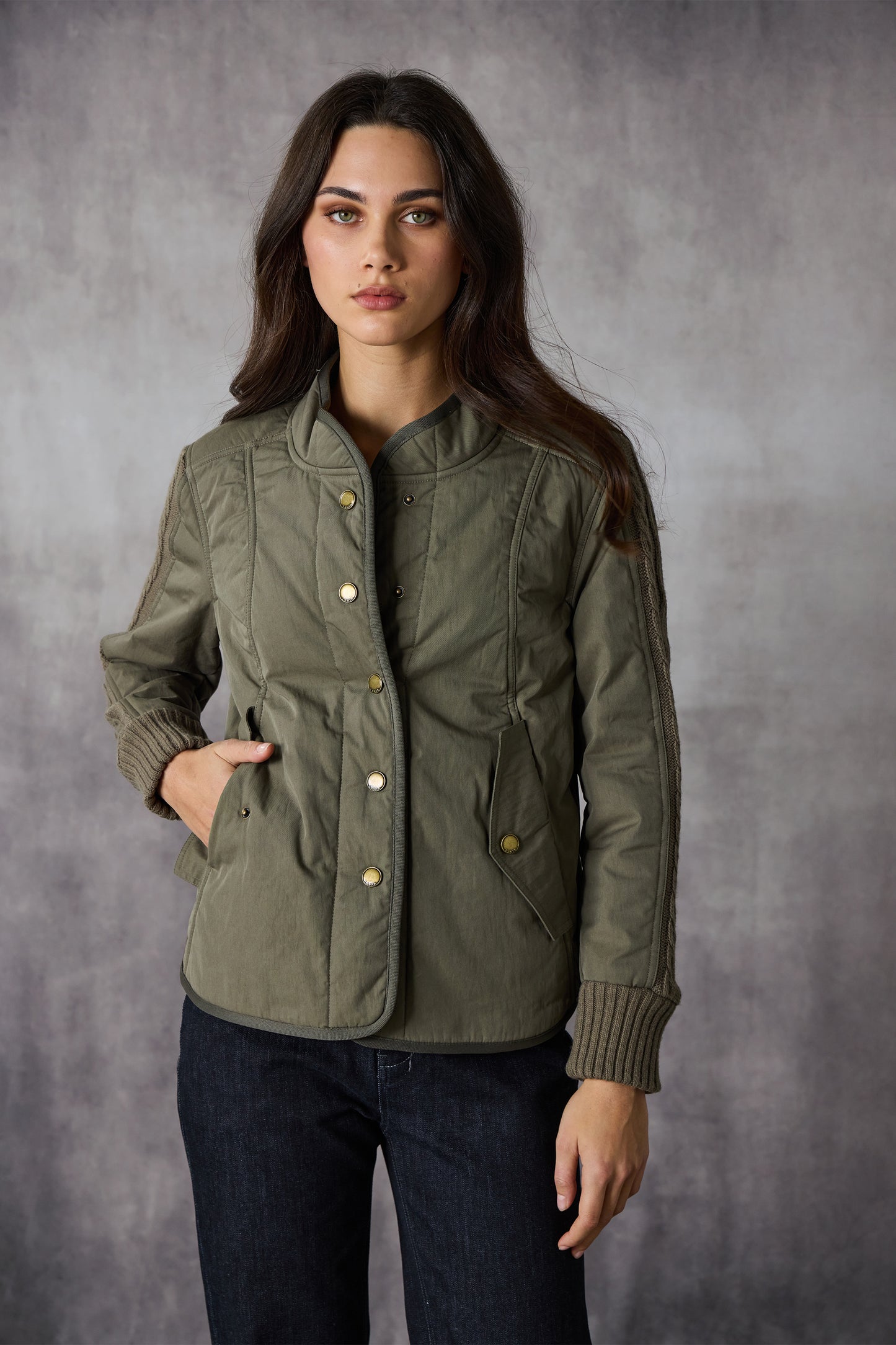 LANIA CABLE JACKET - KHAKI - THE VOGUE STORE