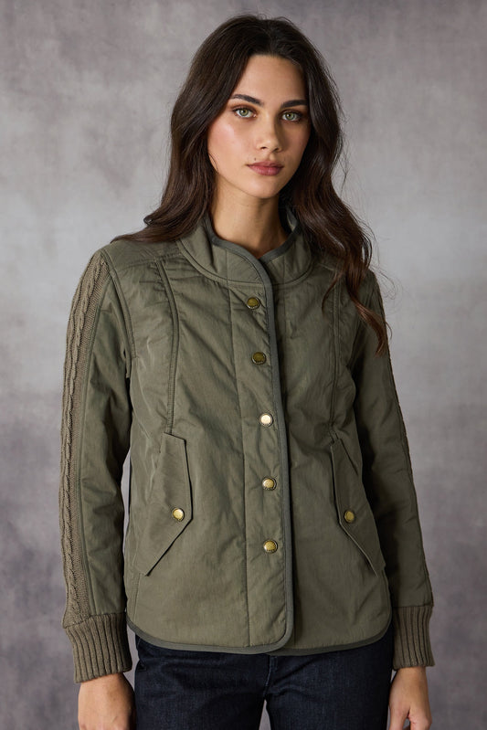 LANIA CABLE JACKET - KHAKI - THE VOGUE STORE