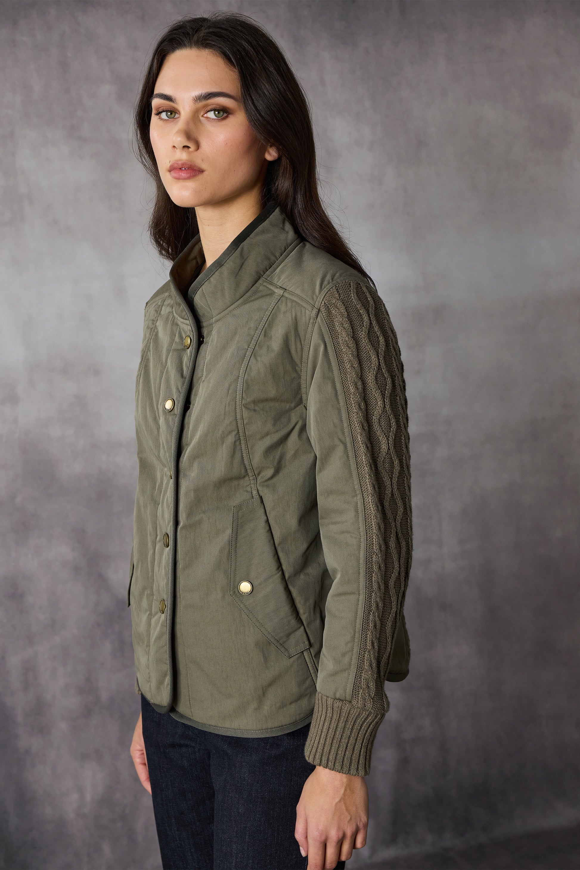 LANIA CABLE JACKET - KHAKI - THE VOGUE STORE