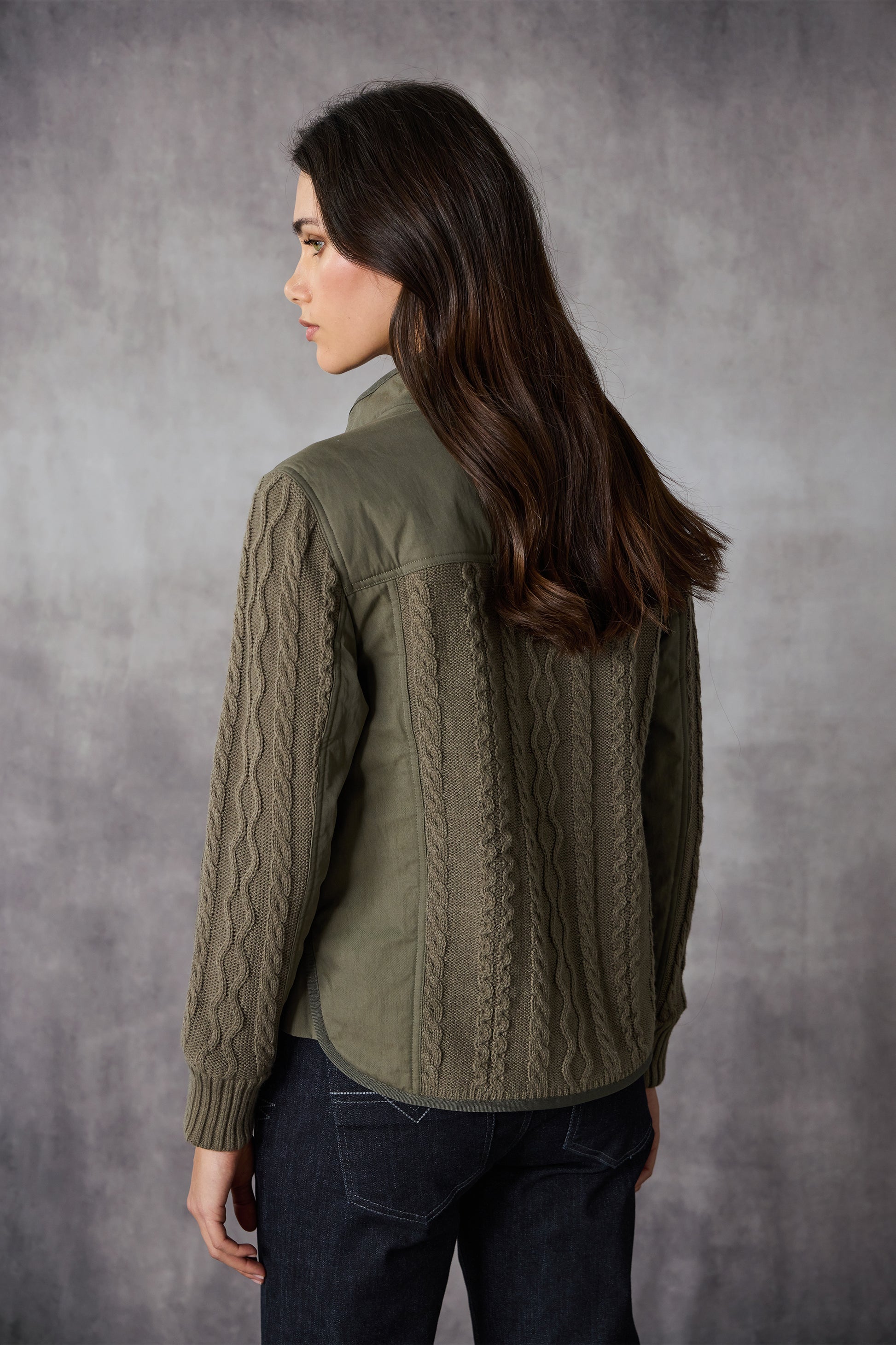 LANIA CABLE JACKET - KHAKI - THE VOGUE STORE