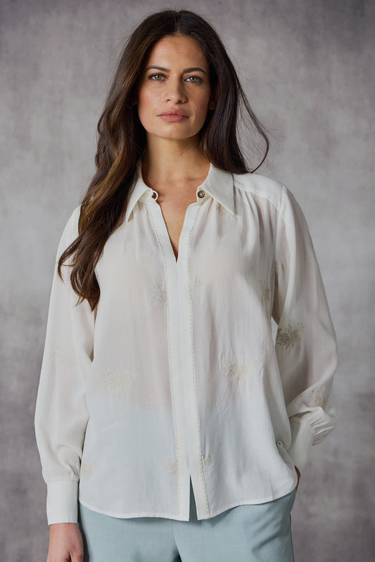 LANIA TAPESTRY SHIRT - IVORY - THE VOGUE STORE