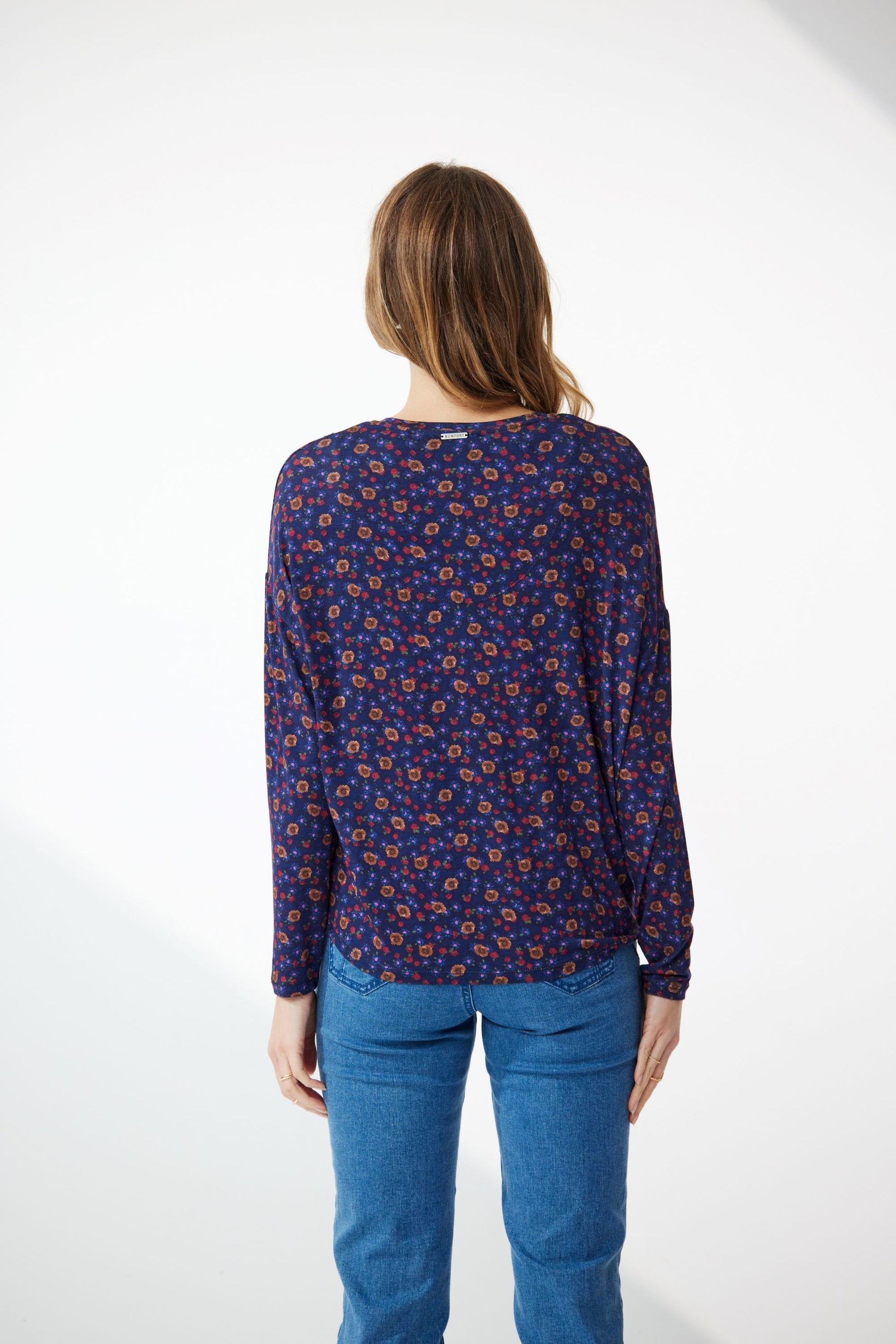 NEWPORT AMARA V NECK TOP - NAVY FLORAL - THE VOGUE STORE