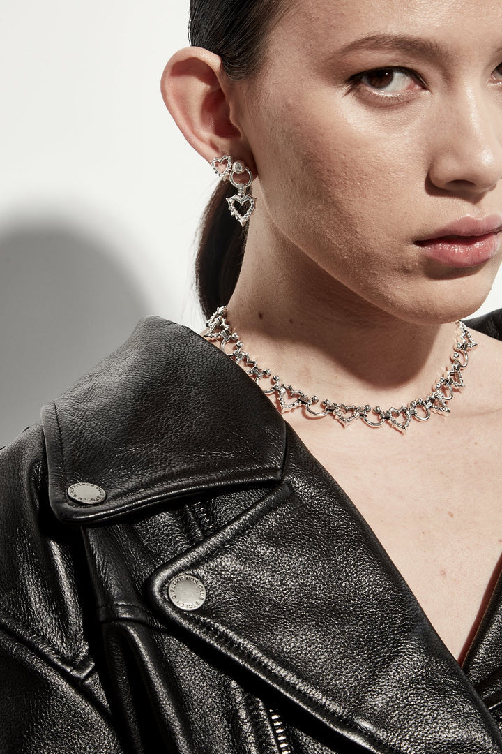 STOLEN GIRLFRIENDS CLUB PUNK JAGGED HEART EARRINGS - THE VOGUE STORE