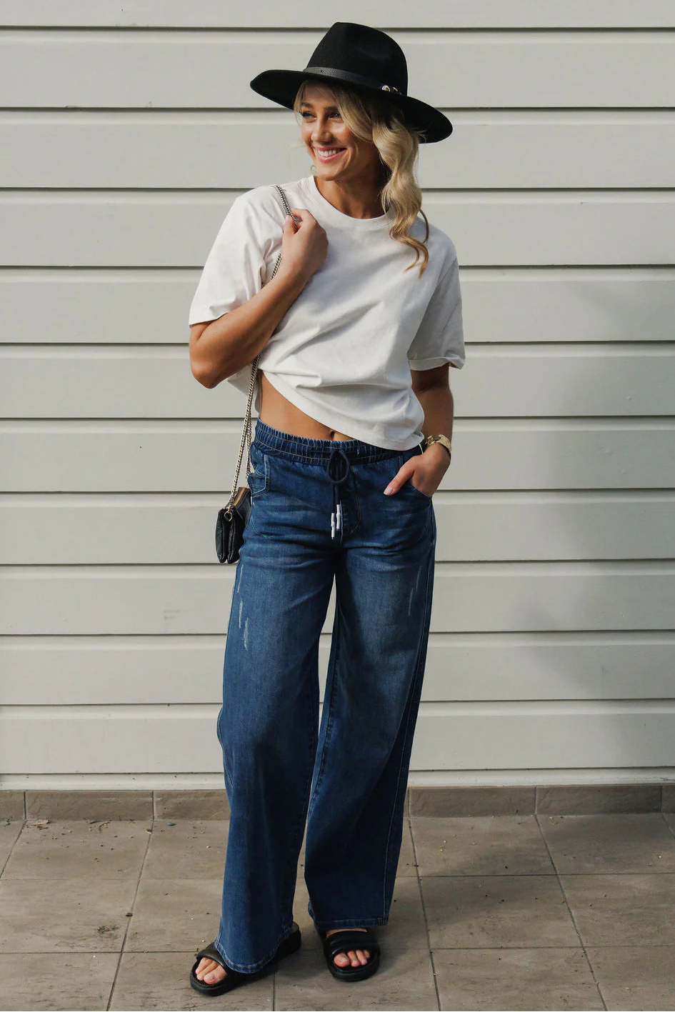 HOMELEE PALAZZO JEANS - BLUE WASH - THE VOGUE STORE