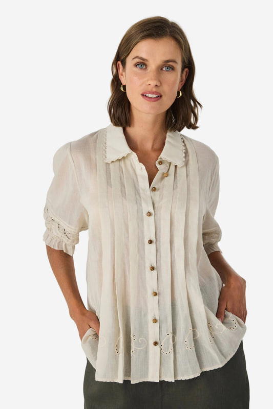 LANIA KRISTAL SHIRT - LATTE - THE VOGUE STORE
