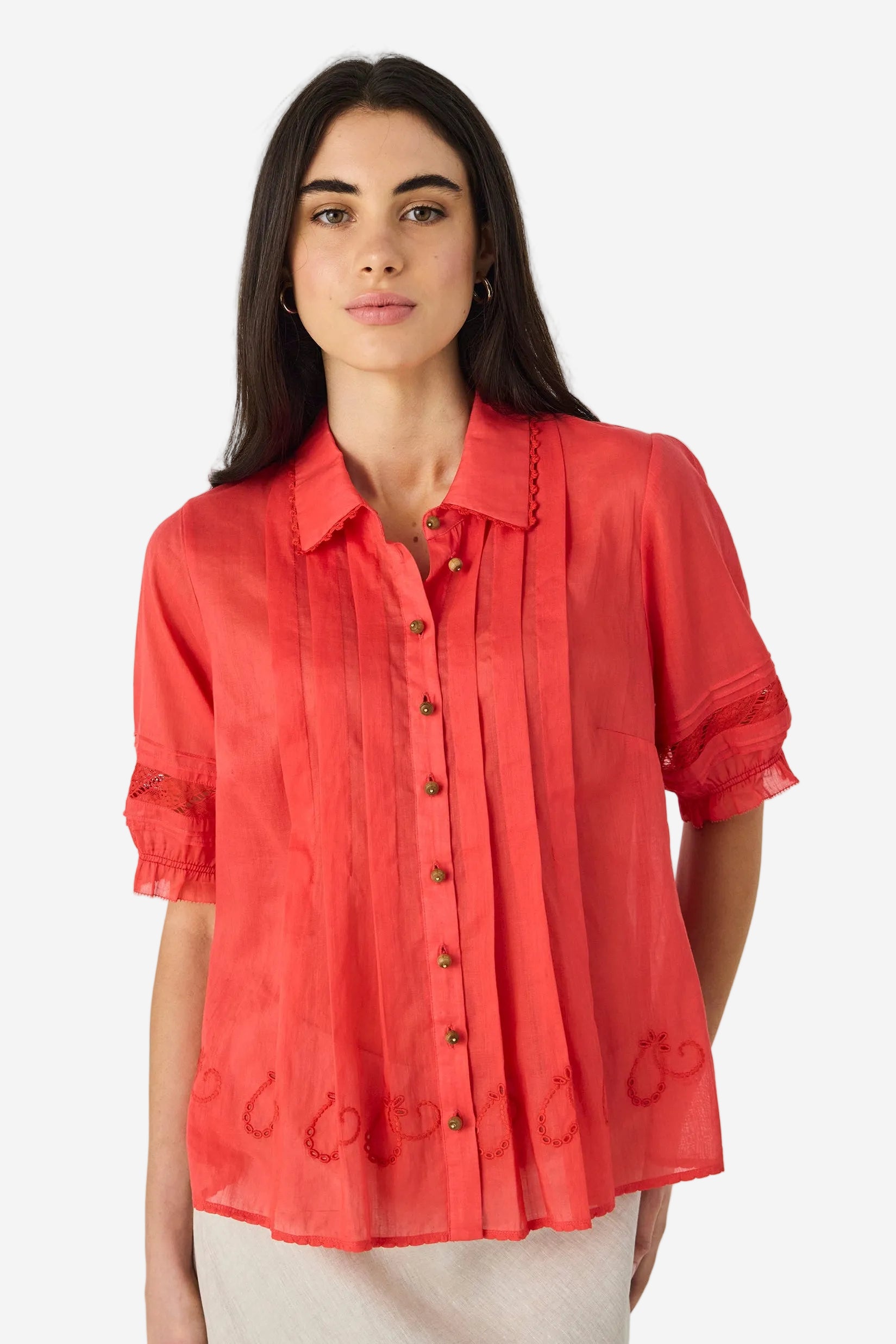 LANIA KRISTAL SHIRT - TANGELO - THE VOGUE STORE