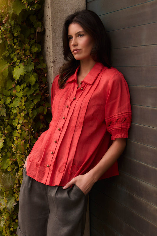 LANIA KRISTAL SHIRT - TANGELO - THE VOGUE STORE