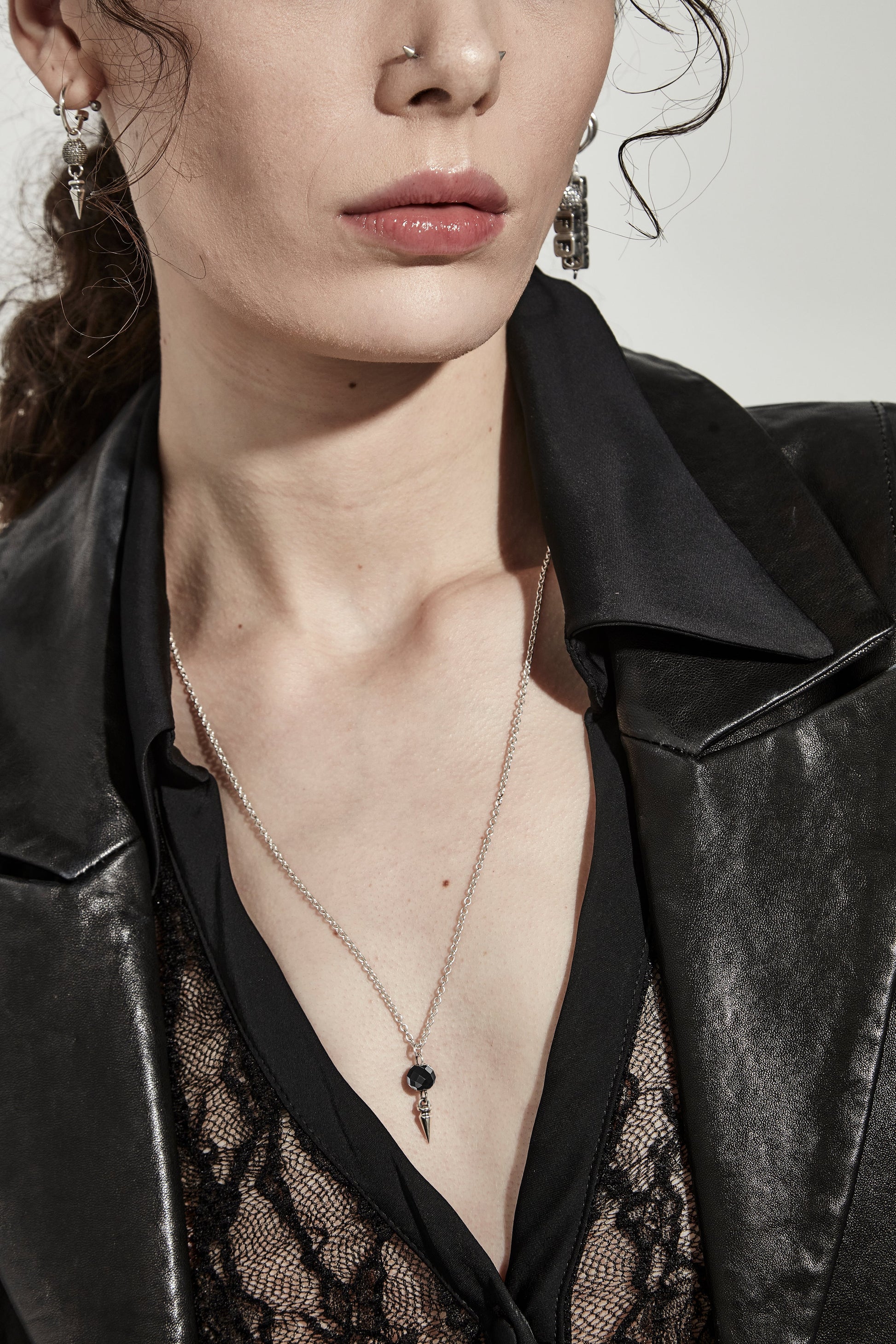 STOLEN GIRLFRIENDS CLUB PUNK ORB NECKLACE - SILVER/ONYX - THE VOGUE STORE