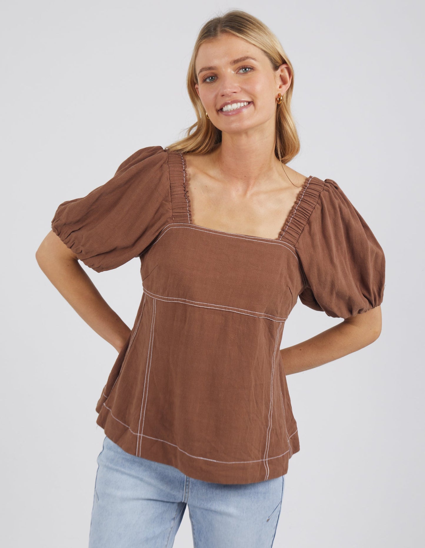 FOXWOOD FLORENCE TOP - BROWN
