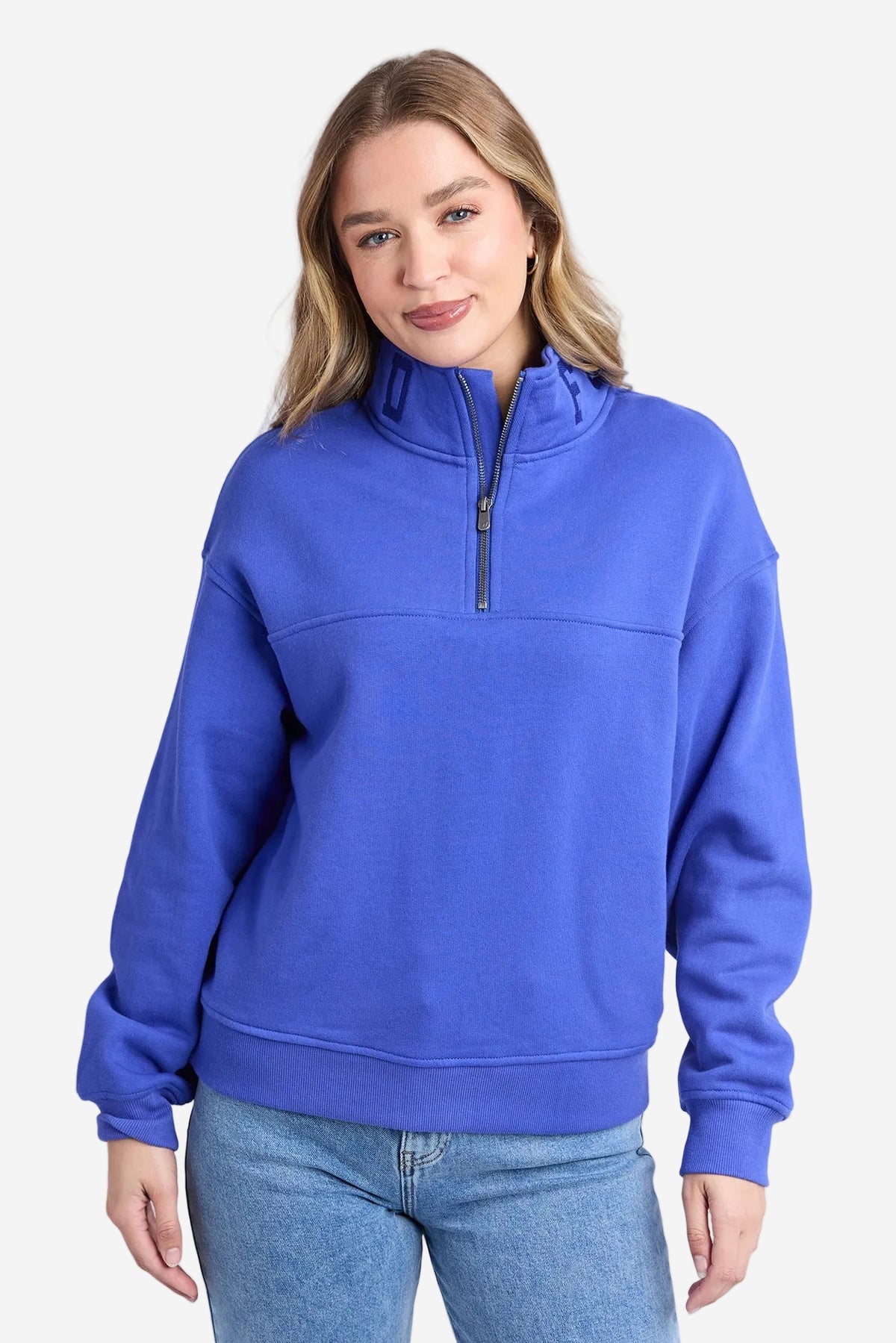 FOXWOOD COLLEGE ZIP CREW - DAZZLING BLUE - THE VOGUE STORE