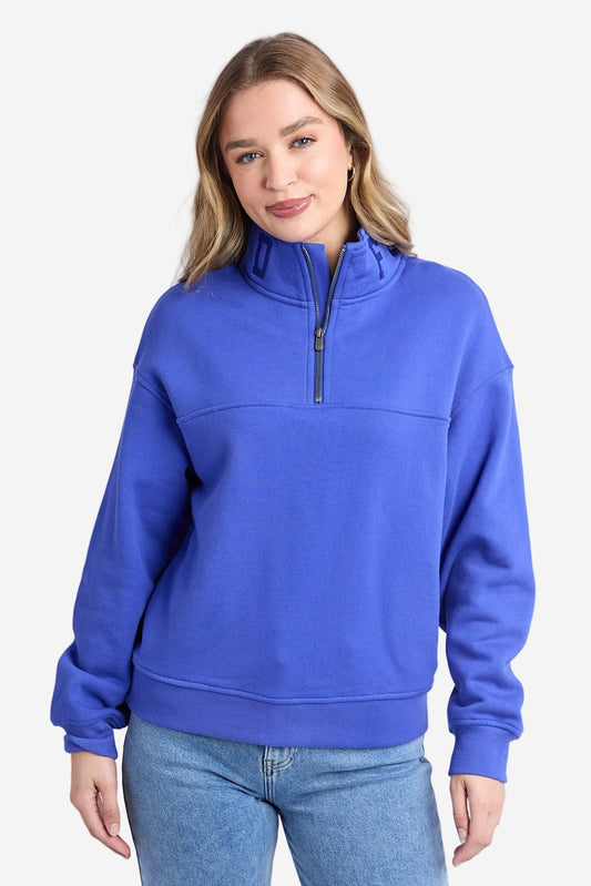FOXWOOD COLLEGE ZIP CREW - DAZZLING BLUE - THE VOGUE STORE