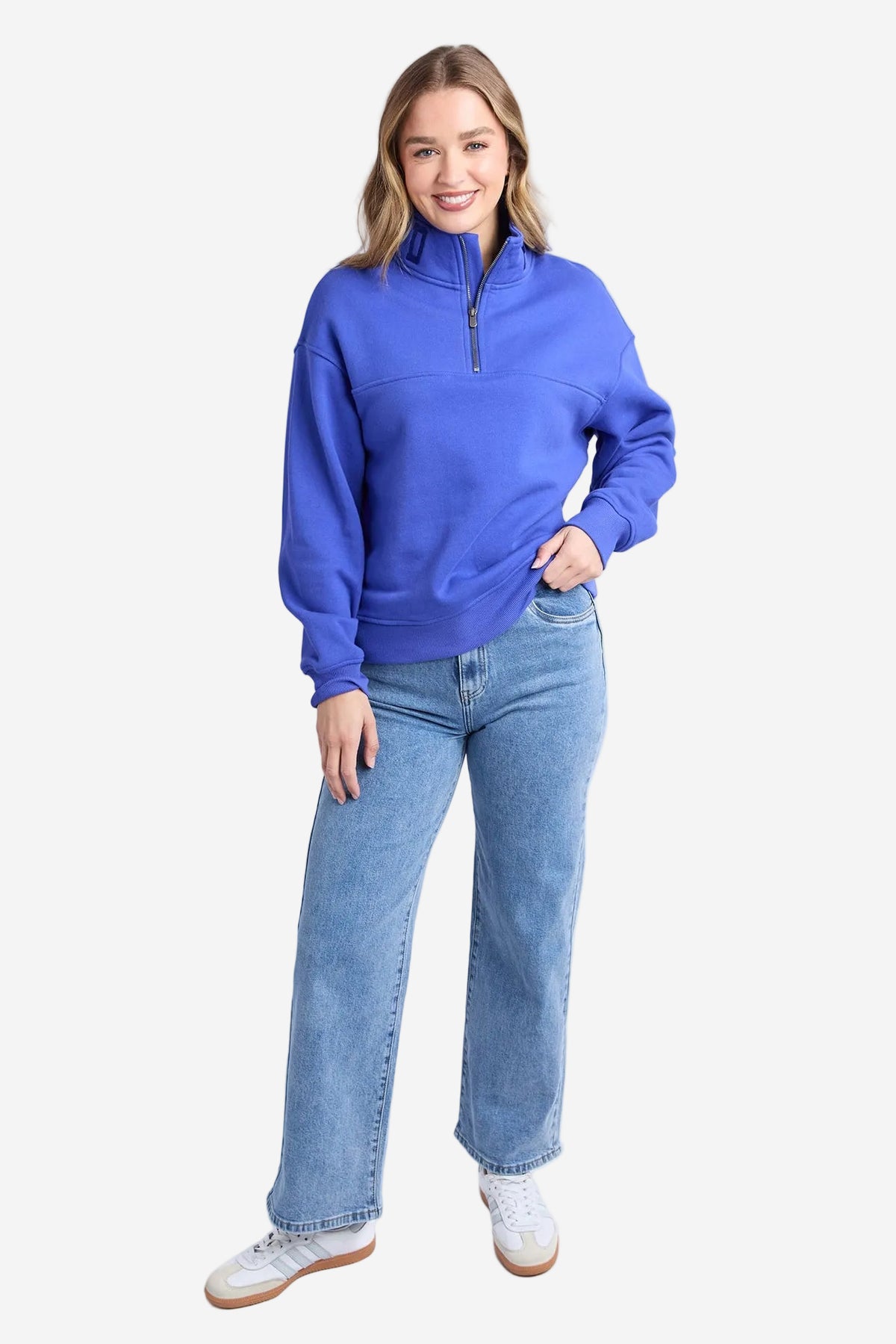 FOXWOOD COLLEGE ZIP CREW - DAZZLING BLUE - THE VOGUE STORE
