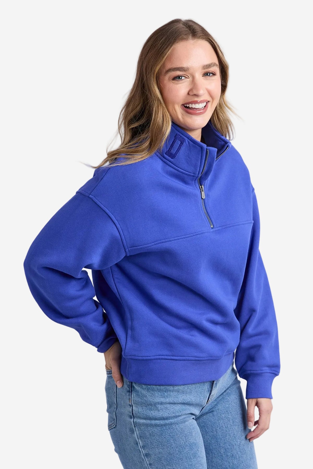 FOXWOOD COLLEGE ZIP CREW - DAZZLING BLUE - THE VOGUE STORE