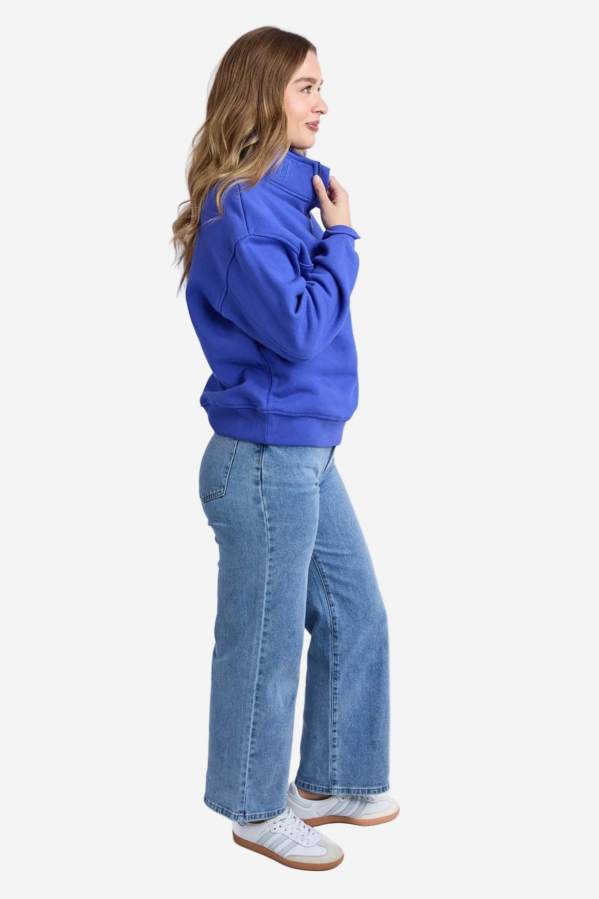 FOXWOOD COLLEGE ZIP CREW - DAZZLING BLUE - THE VOGUE STORE