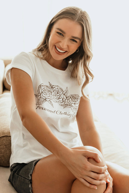 FOXWOOD EVA ROSE TEE - VINTAGE WHITE - THE VOGUE STORE