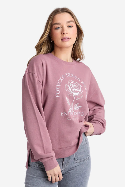 FOXWOOD ESTABLISHED ROSE CREW - DUSTY ROSE - THE VOGUE STORE