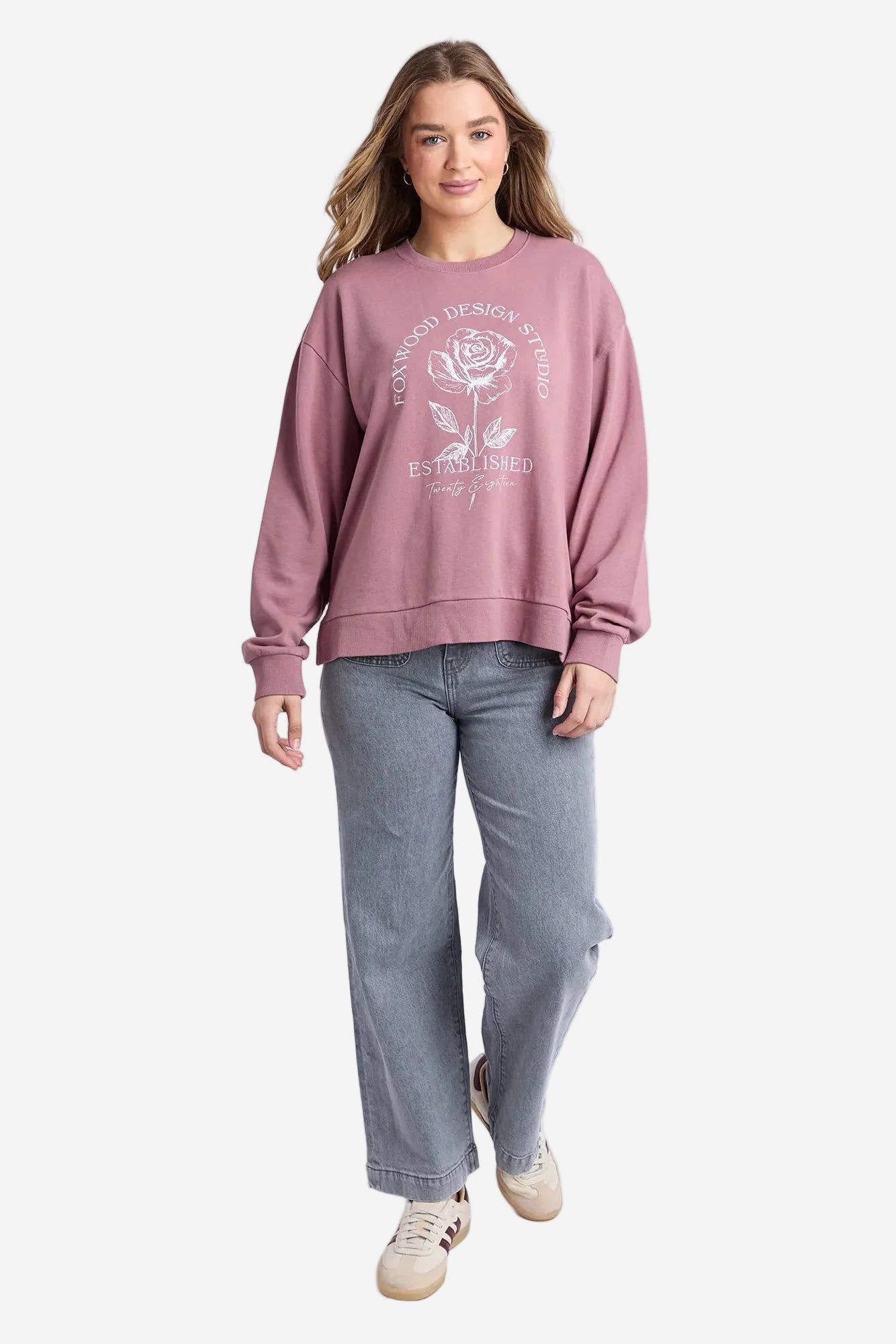 FOXWOOD ESTABLISHED ROSE CREW - DUSTY ROSE - THE VOGUE STORE