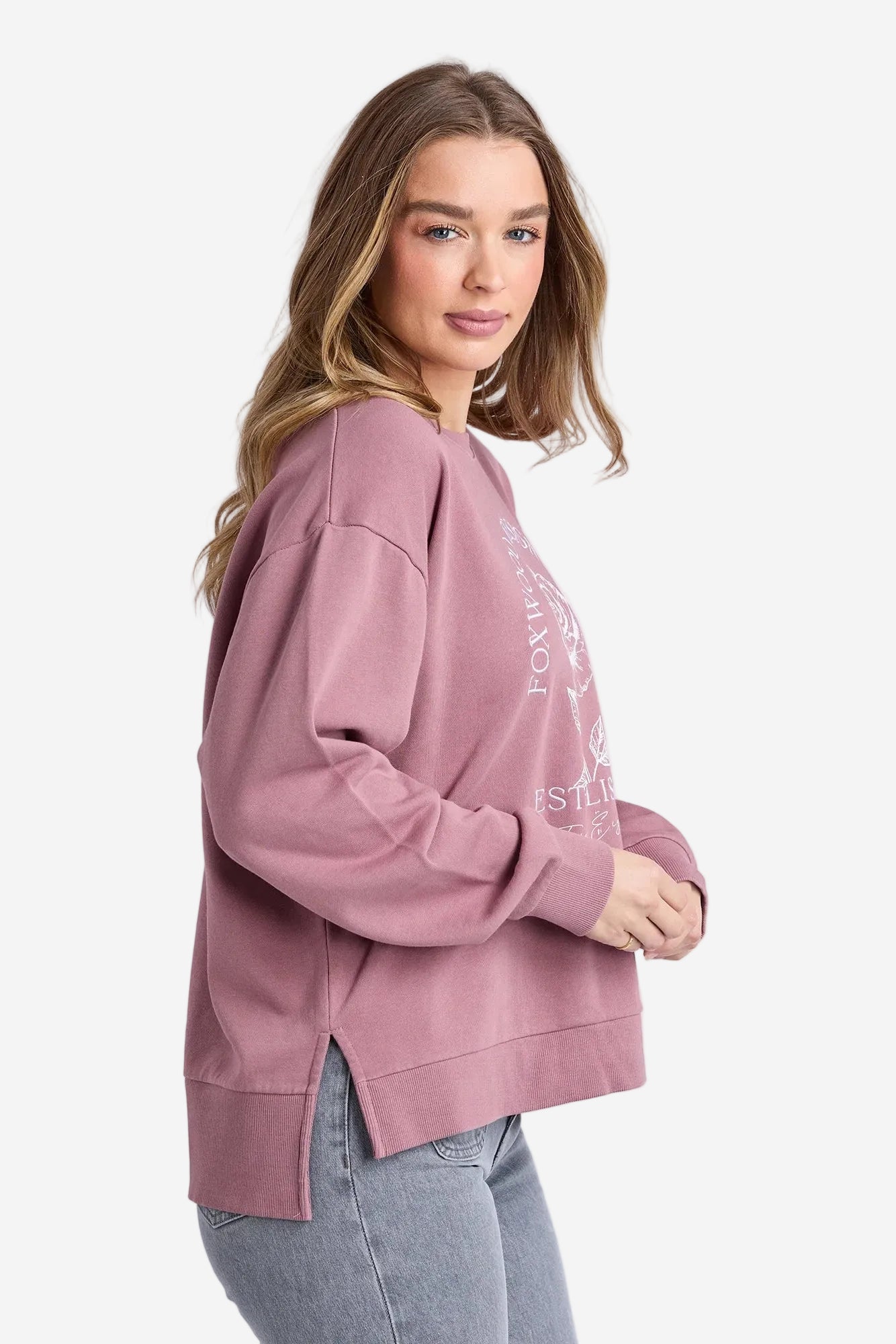 FOXWOOD ESTABLISHED ROSE CREW - DUSTY ROSE - THE VOGUE STORE