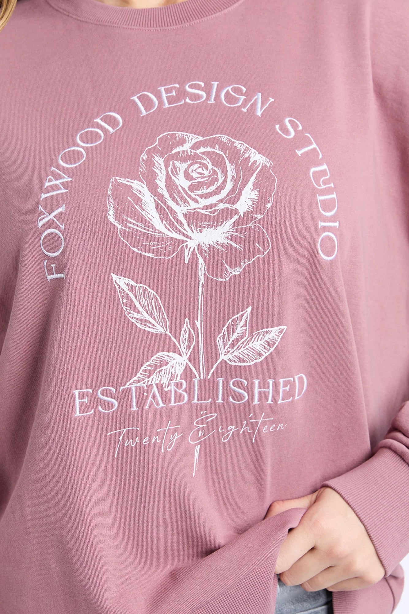 FOXWOOD ESTABLISHED ROSE CREW - DUSTY ROSE - THE VOGUE STORE