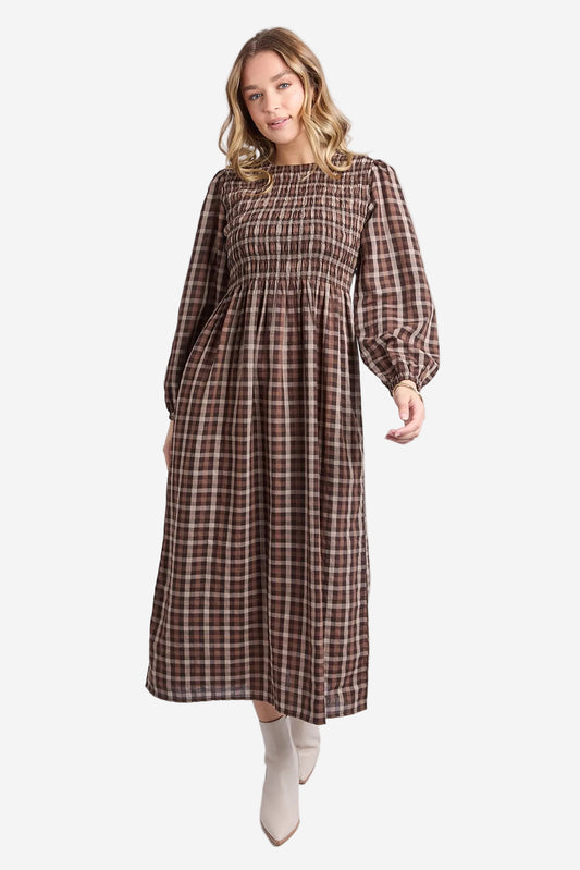 FOXWOOD COCO CHECK DRESS- COFFEE CHECK - THE VOGUE STORE