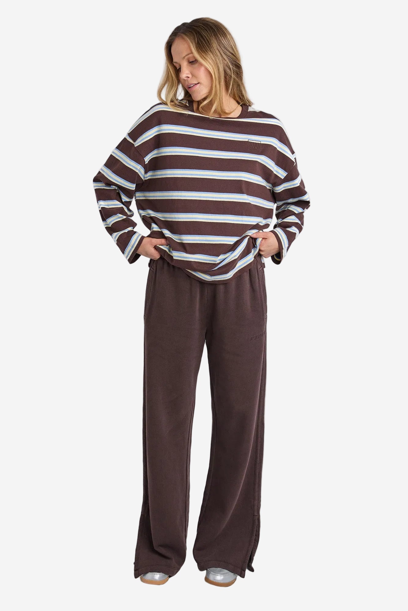 FOXWOOD HARPER L/S TEE - COFFEE MULTI STRIPE - THE VOGUE STORE
