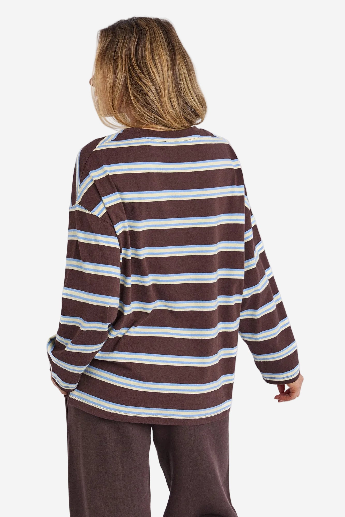 FOXWOOD HARPER L/S TEE - COFFEE MULTI STRIPE - THE VOGUE STORE