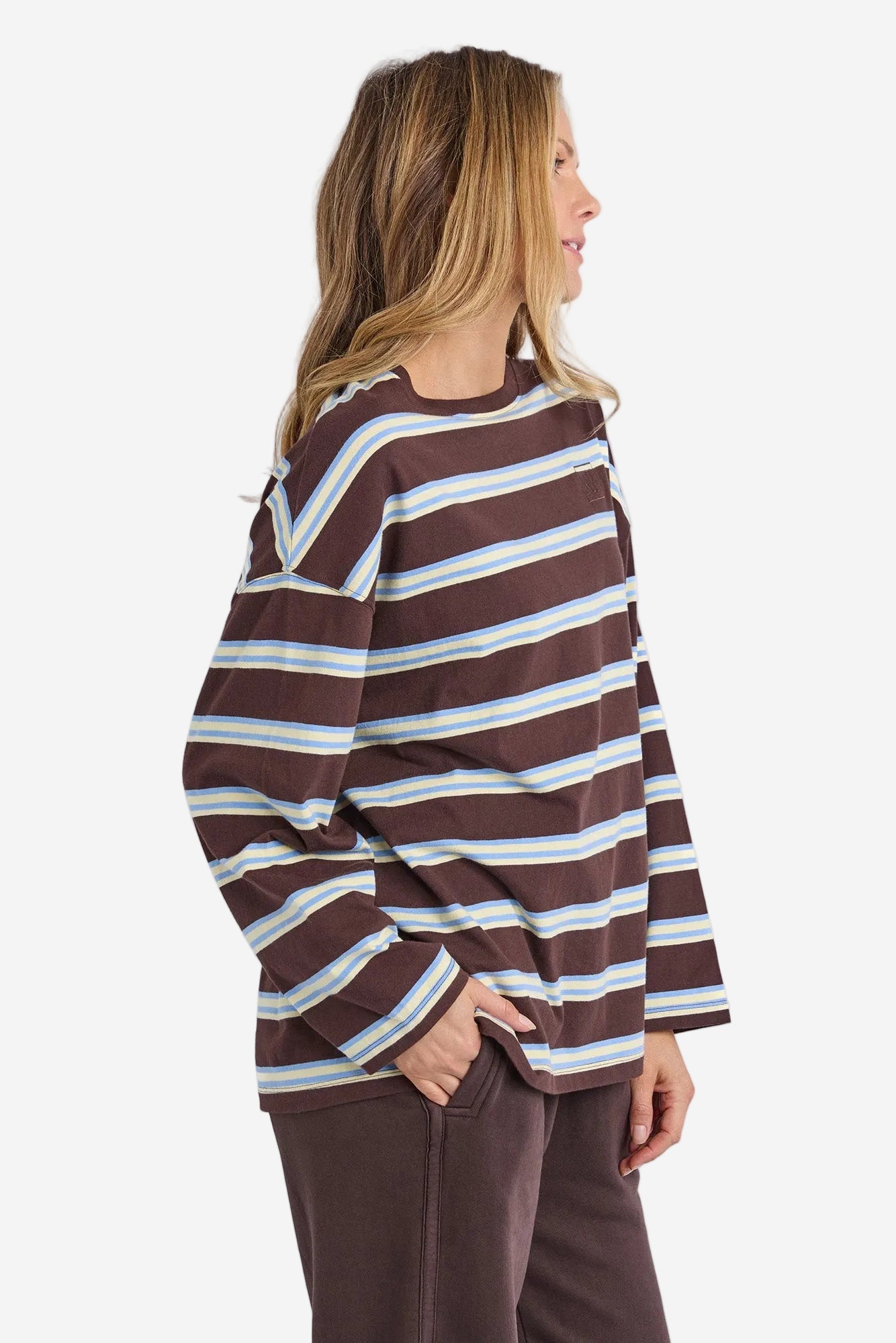 FOXWOOD HARPER L/S TEE - COFFEE MULTI STRIPE - THE VOGUE STORE