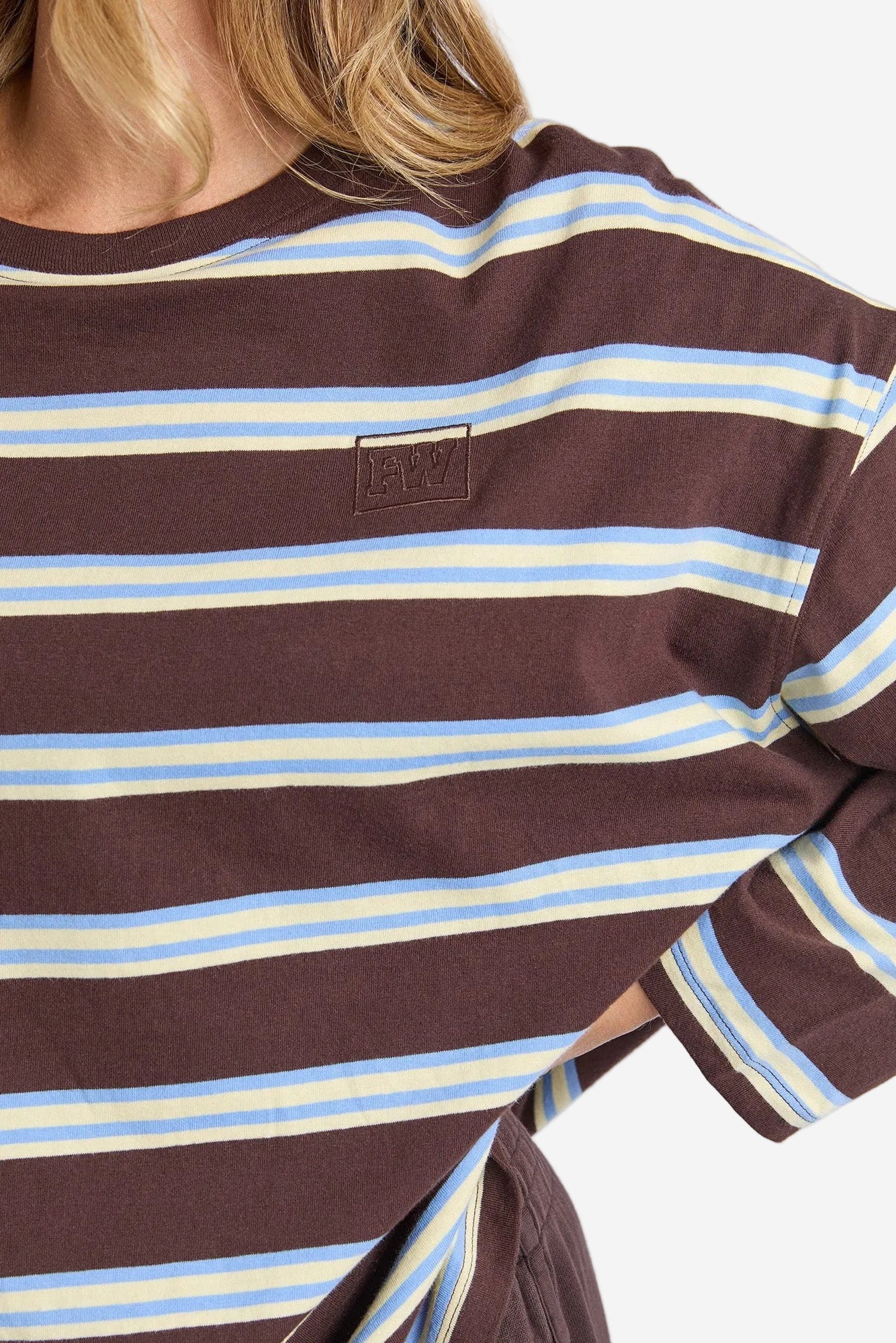 FOXWOOD HARPER L/S TEE - COFFEE MULTI STRIPE - THE VOGUE STORE