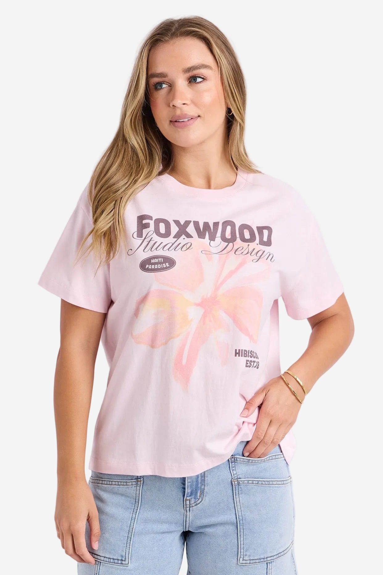 FOXWOOD HIBISCUS TEE - LIGHT PINK - THE VOGUE STORE